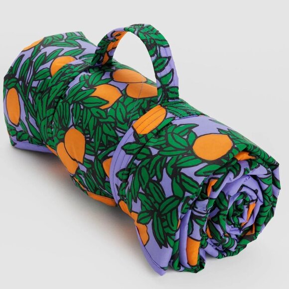 NWT Baggu Puffy Picnic Blanket - Orange Tree Periwinkle - Picture 3 of 5